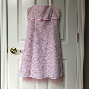 White eyelet with pink Juniors party dress